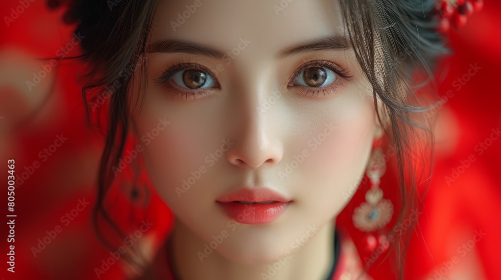 美しいアジア人女性の顔クローズアップ,Generative AI AI画像 美しいアジア人女性の顔クローズアップ,Generative AI AI画像