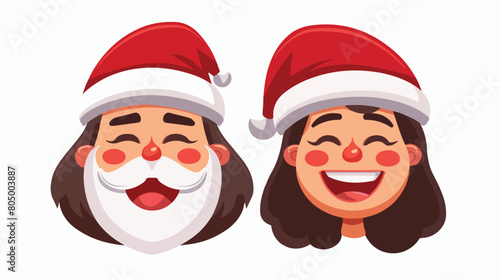 Santa claus couple cartoon faces man and woman happings © Aliha
