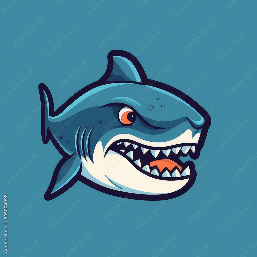 A cartoon shark with a big smile on its face A cartoon shark with a big smile on its face