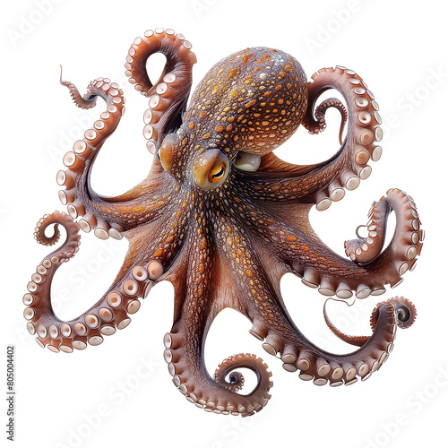 A large octopus with a white background