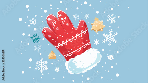 Santas glove design Merry christmas season decoration