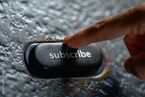 The finger presses the subscribe button photo