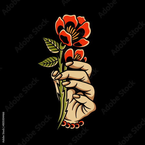old school rose tattoo illustration