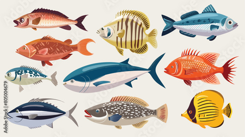 Sea food fish design Vector illustration. Vector style