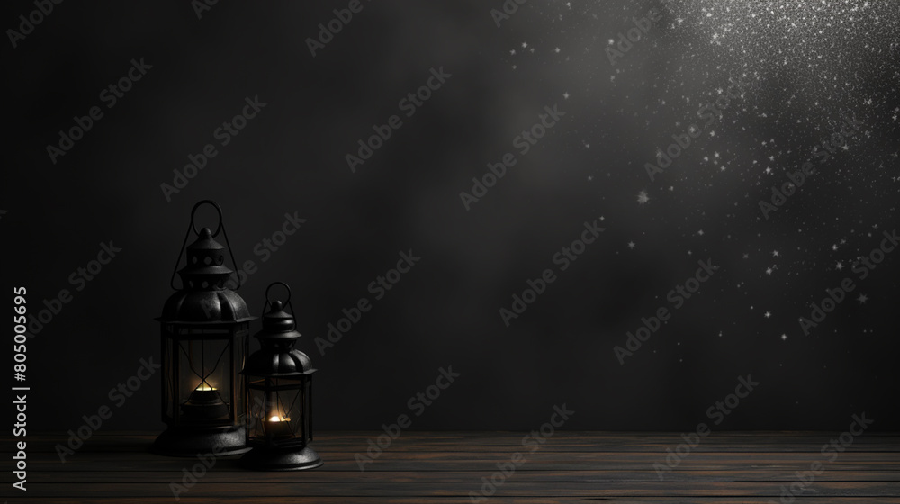 Ramadan Kareem. Islamic background. Black and white.