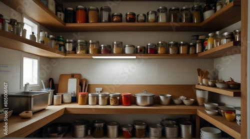 A Kitchen Filled With Abundant Food Shelves.generative.ai