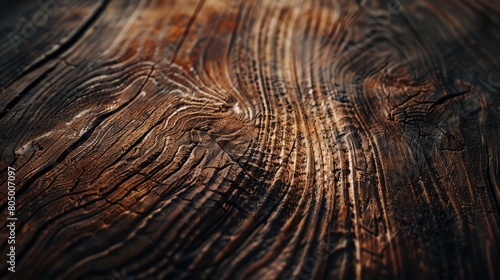 Vibrant wood grain details on a dark background