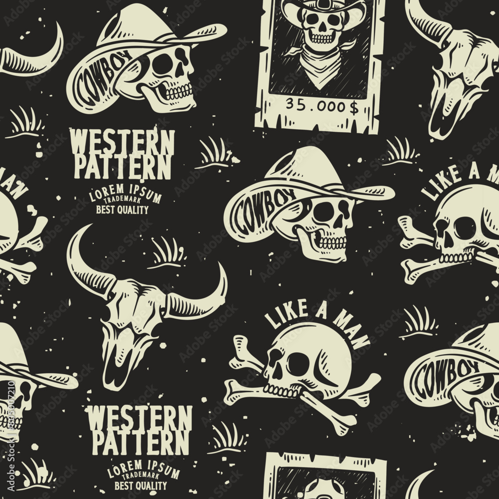 Obraz premium western seamless pattern design illustration
