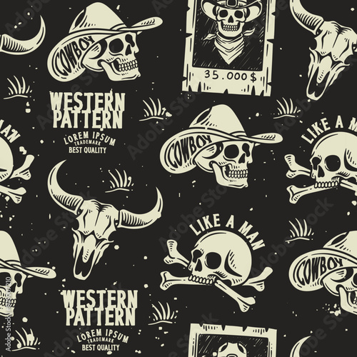 western seamless pattern design illustration (ID: 805007210)