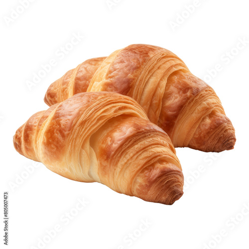 two croissant isolated on transparent background cutout
