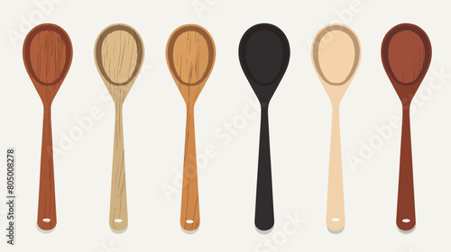 Silhouette color spoon with wooden handle Vector illustration