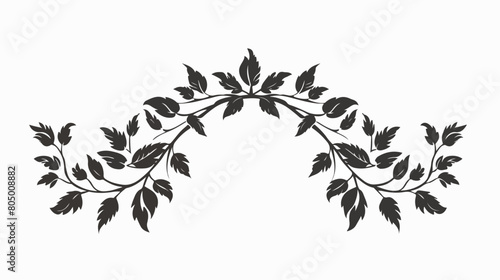 Silhouette heraldic decorative frame with leaves vector