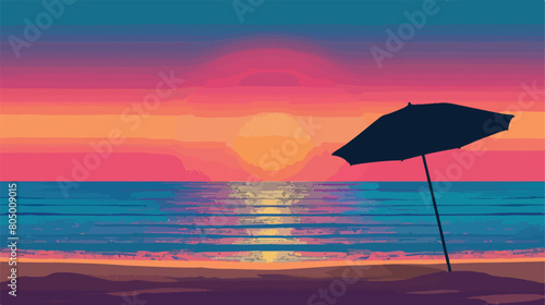 Silhouette of beach umbrella for summer striped vector