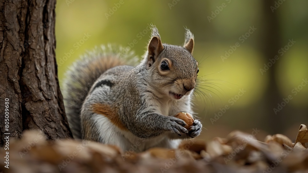 A squirrel conceals a nut.,,A GREEN BACKGROUND A squirrel conceals a nut.,,A GREEN BACKGROUND