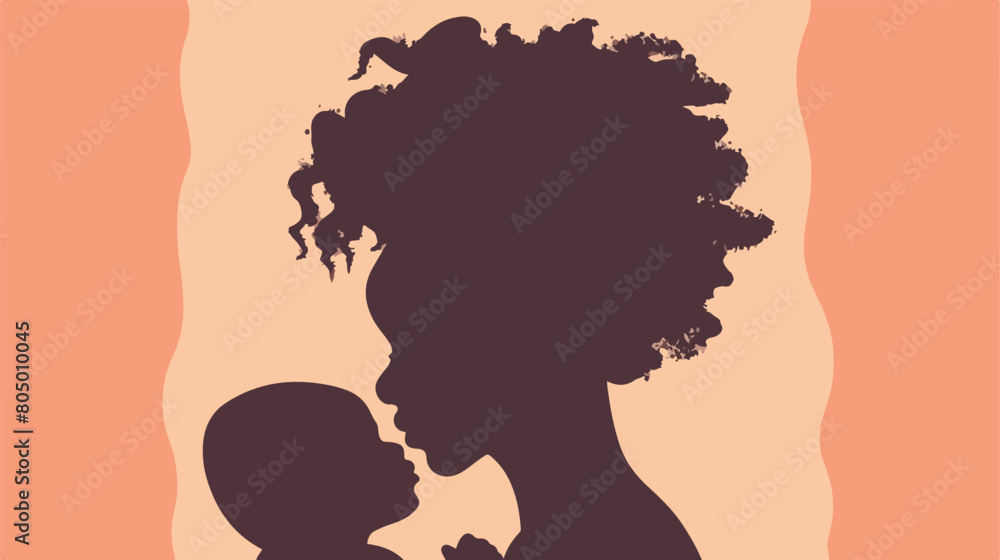 Silhouette of woman with baby avatar character Vector
