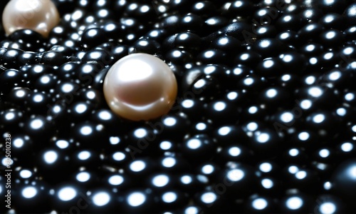 Natural black pearls. Generative AI photo