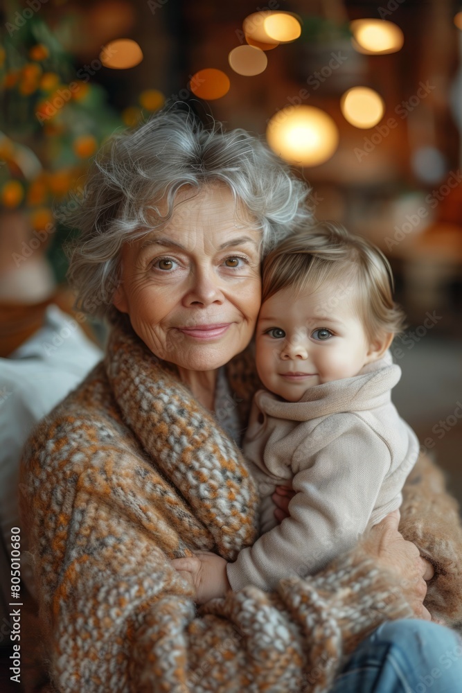 The cozy setting is filled with joy as the woman enjoys raising the younger generation. The cozy setting is filled with joy as the woman enjoys raising the younger generation.