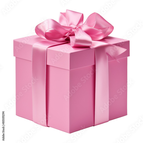pink gift box isolated on transparent background cutout