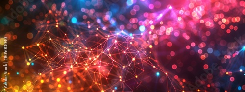 A digital background featuring an array of glowing  interconnected nodes and connections representing the complex web of data points in modern technology.