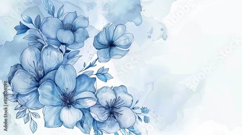 Elegant blue watercolor floral composition for design © volga
