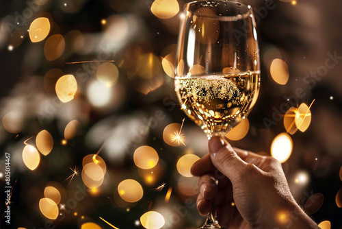 Celebration closeup luxury wine glass in hand 
