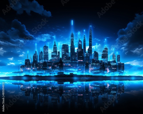 A beautiful digital painting of a futuristic city at night