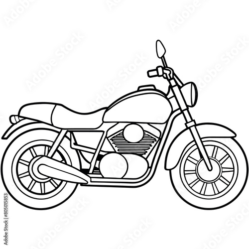 motorcycle outline illustration digital coloring book page line art drawing