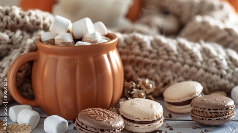 Cozy fall setting with ribbed pumpkin mugs on a wooden surface, embodying the essence of the season. Cozy fall setting with ribbed pumpkin mugs on a wooden surface, embodying the essence of the season.