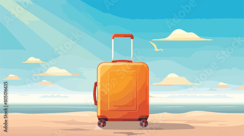 Suitcase travel with wheels Vector illustration. vector