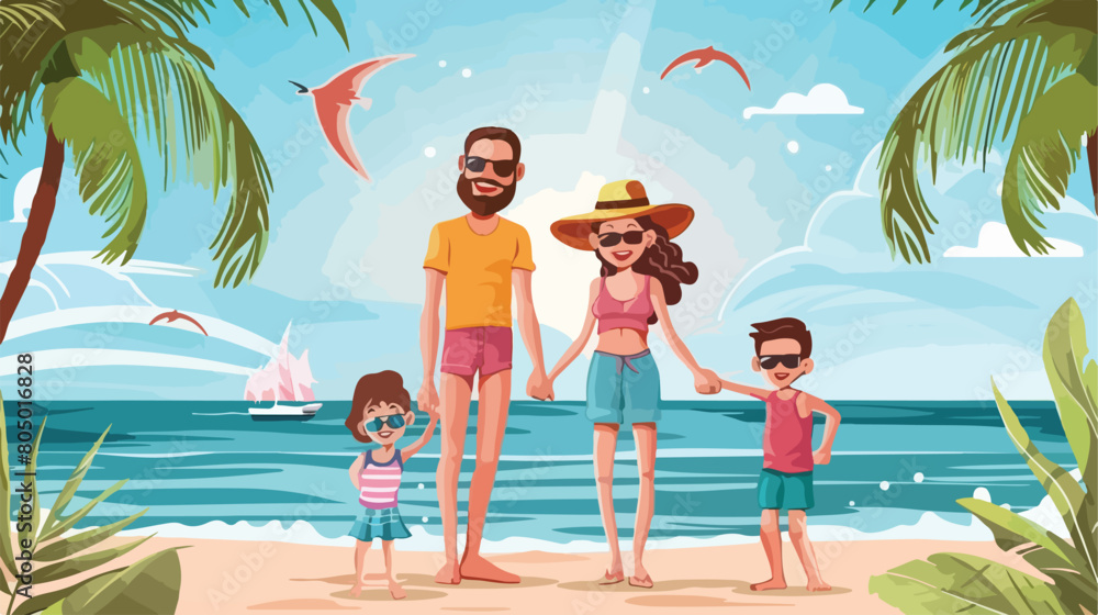 Summer vacations in family design Vector illustration