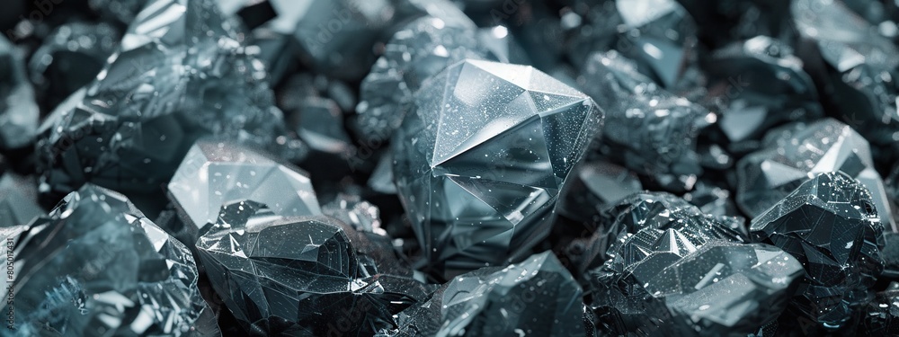 Diamond Gemstones close up. Jewelry background. 3d render.