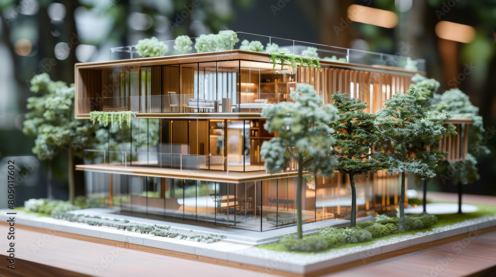 Obraz premium Luxurious Miniature Modern Residences: Intricate Designs and Eco-Friendly Living Spaces