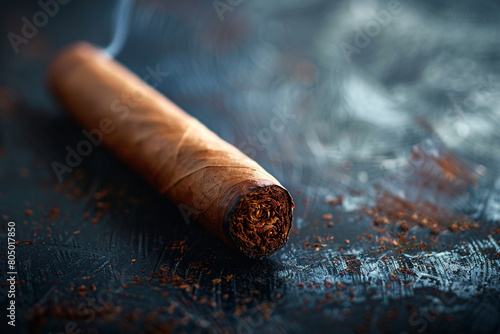 Cigar on textured background luxury versus health risk contrast 