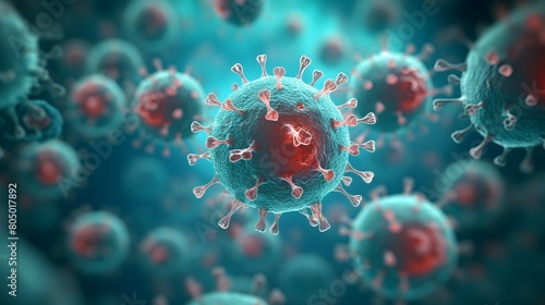 A 3D rendering of a virus under the lens, emphasizing the study of infectious agents