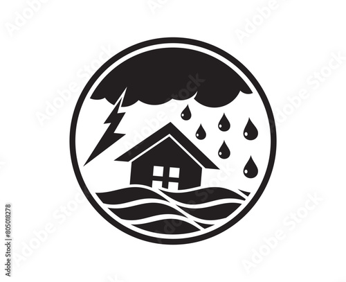 extreme disaster icon, floods vector illustrations
