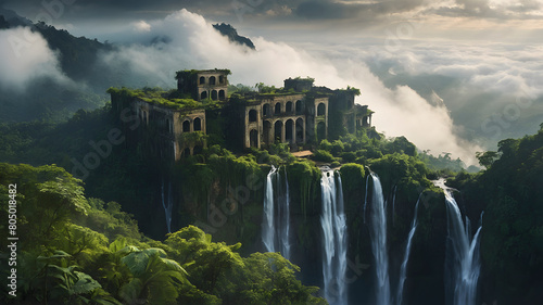 Lost city in the clouds. photo