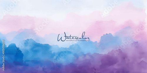 blue and violet rainbow pastel unicorn girly watercolor on paper abstract background photo