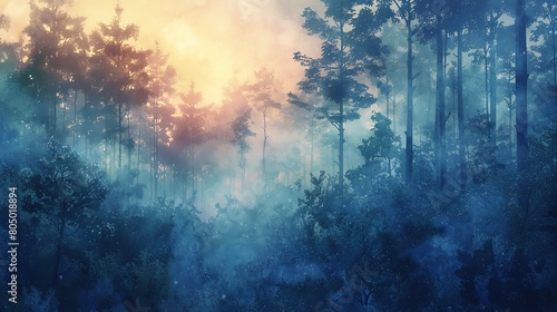 Capture the heart-pounding excitement of a haunted forest at twilight  merging digital CG techniques with traditional watercolor textures for a truly immersive experience