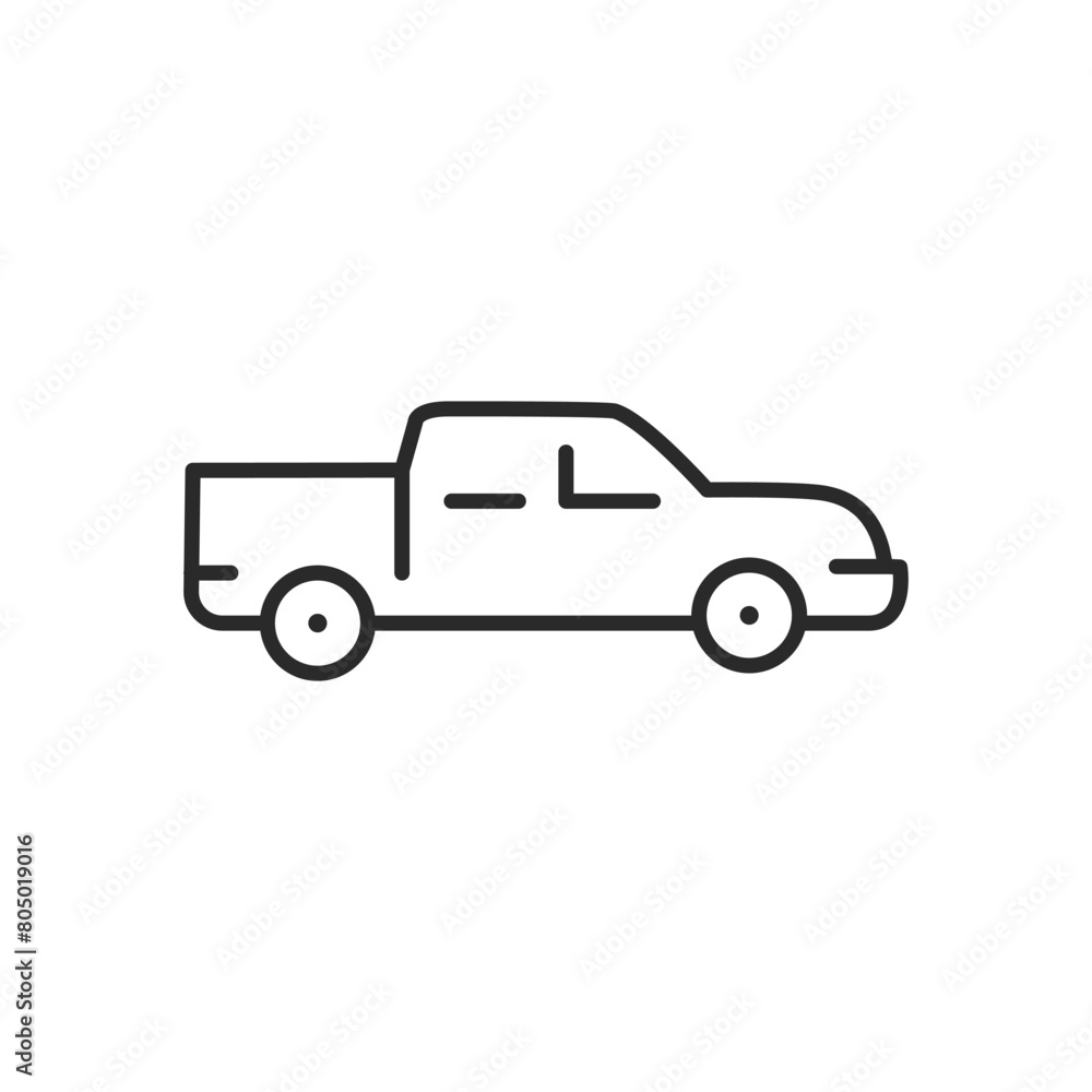  Pickup truck icon. Simple pickup truck icon perfect for representing outdoor adventure, utility services, and rugged transportation. Vector illustration