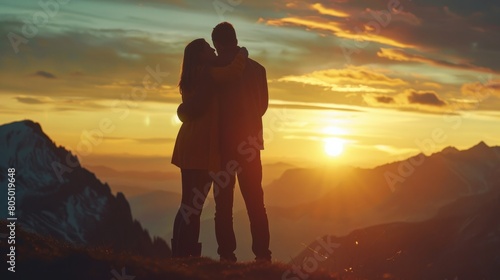 Couples embracing at sunset, silhouetted against picturesque landscapes. Every image tells a story of adventure and romance.