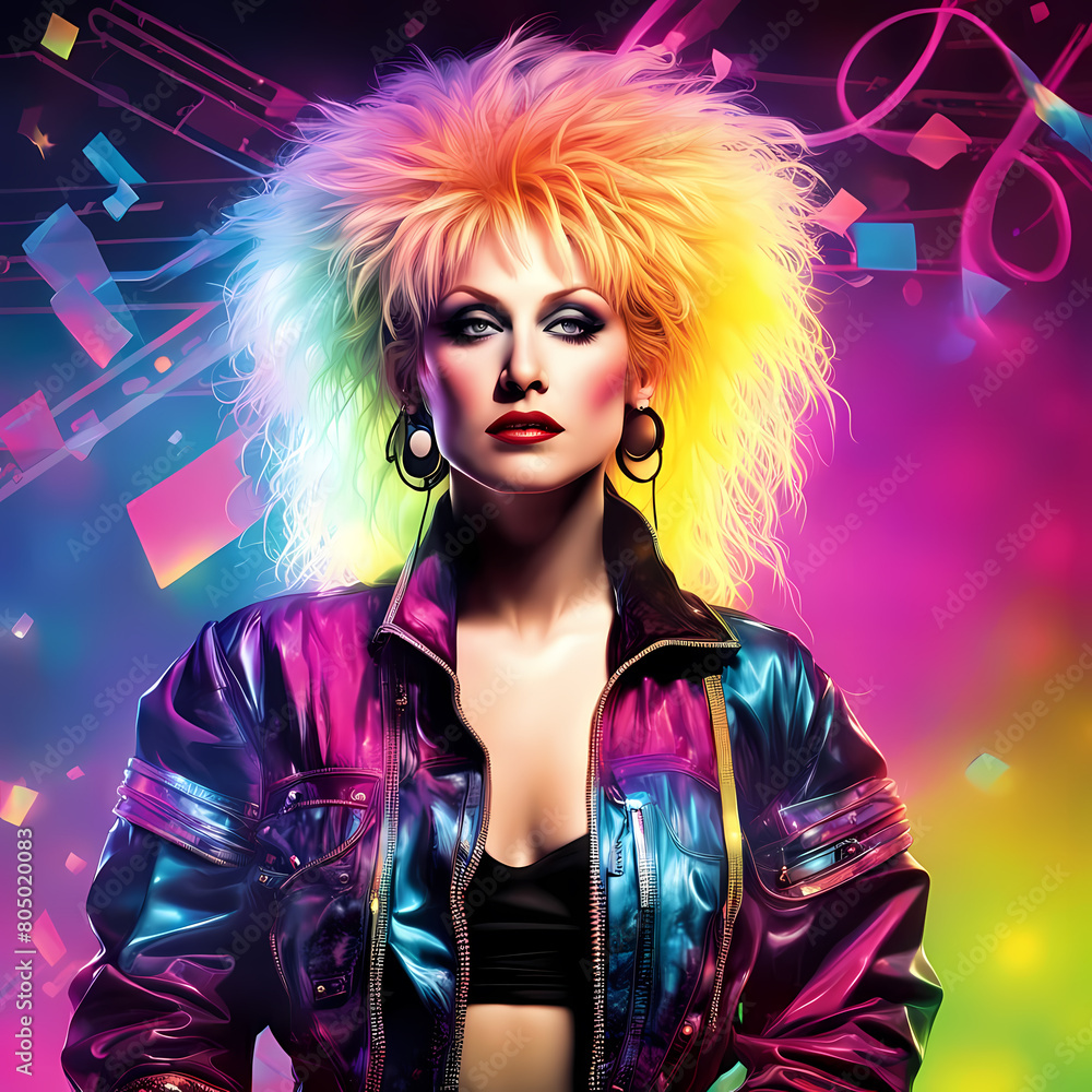 Poster representing the music and the style of the 80s Poster representing the music and the style of the 80s
