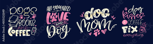 Postcard about Dog - Lettering quote hand drawn doodle postcard. T-shirt design, mug print. Dog lovers