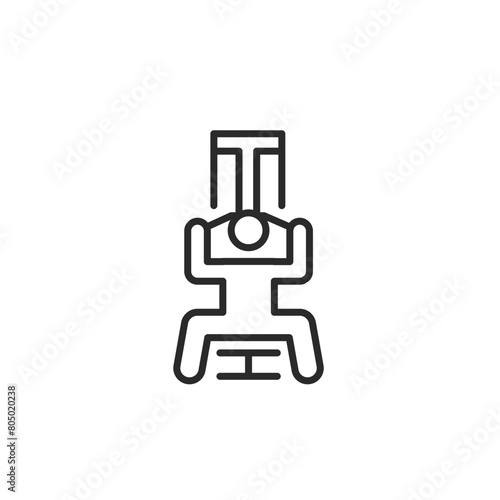 Butterfly machine icon. Simplistic design representing a person using a butterfly machine, ideal for targeting chest and shoulder muscles during a workout. Vector illustration