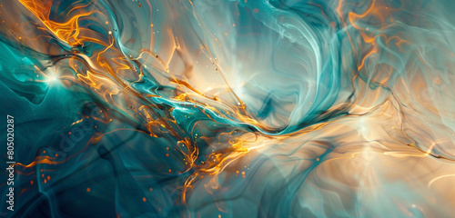 serene blend of turquoise and profound amber, ideal for an elegant abstract background photo
