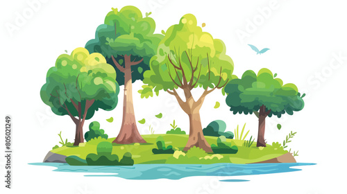 Trees plants landscape scene isolated icon Vector illustration