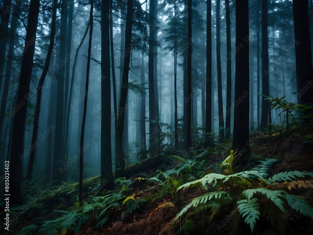 Enshrouded Majesty, Delve into the Depths of a Foggy Dark Forest, where the Natural Forest Landscape Beckons with a Sense of Mystery and Majesty. Enshrouded Majesty, Delve into the Depths of a Foggy Dark Forest, where the Natural Forest Landscape Beckons with a Sense of Mystery and Majesty.