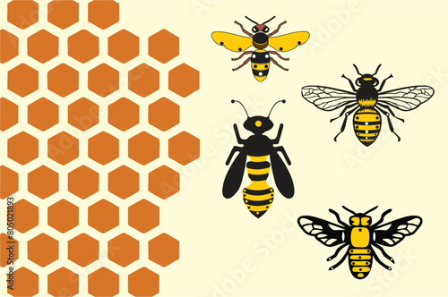 World Bee Day, May 20 poster, flyer or Banner idea. Honeycomb and Honey bee images in editable vector format. Cute bee images, eps 10.