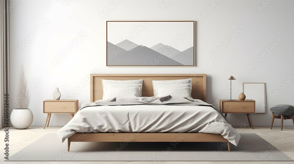 A modern post frame mockup gracing a luxurious bedroom setting