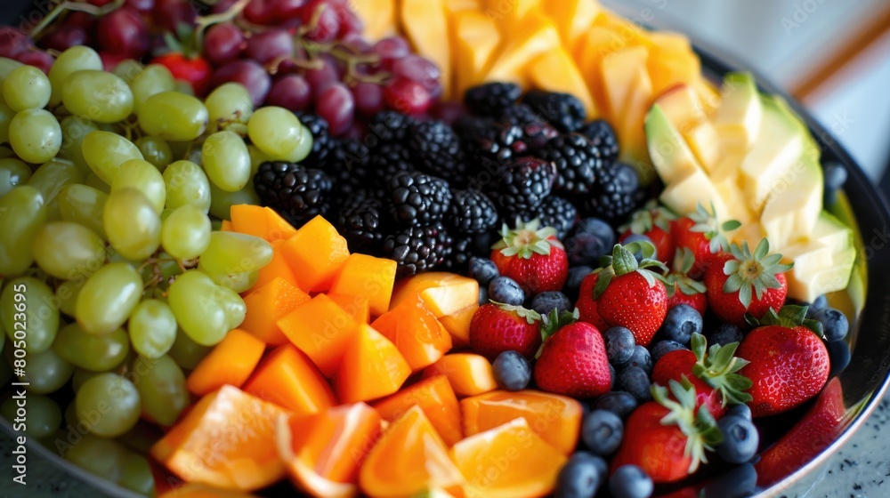 Vibrant Image of Colorful Fruit Platter, Displaying Variety of Fresh, Nutritious Options Vibrant Image of Colorful Fruit Platter, Displaying Variety of Fresh, Nutritious Options