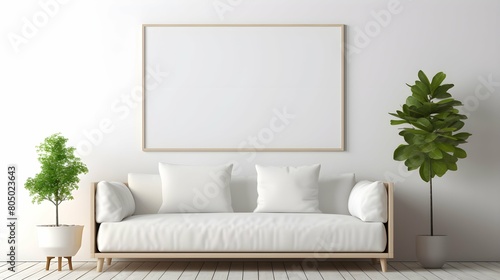 A post frame mockup gracefully placed on a modern sofa